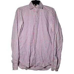 Culturata Gingham Plaid‎ Tailored Fit Button Up Long Sleeve Shirt M 15 3/4 40